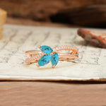 Natural Inspiration Clover Shape 2 Prong Marquise Cut Turquoise Engagement Ring - Additional view