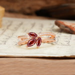 Natural Inspiration Clover Shape 2 Prong Marquise Cut Garnet Engagement Ring - Additional view