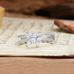 Natural Inspiration Clover Shape 2 Prong Marquise Cut Moissanite Engagement Ring - Additional view