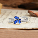 Natural Inspiration Clover Shape 2 Prong Marquise Cut Sapphire Engagement Ring - Additional view