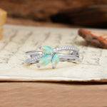 Natural Inspiration Clover Shape 2 Prong Marquise Cut Fire Opal Engagement Ring - Additional view