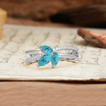 Natural Inspiration Clover Shape 2 Prong Marquise Cut Turquoise Engagement Ring - Additional view