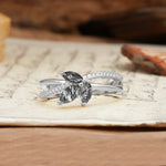 Natural Inspiration Clover Shape 2 Prong Marquise Cut Black Rutilated Quartz Engagement Ring - Additional view