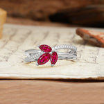 Natural Inspiration Clover Shape 2 Prong Marquise Cut Ruby Engagement Ring - Additional view