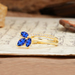 Natural Inspiration Clover Shape 2 Prong Marquise Cut Sapphire Engagement Ring - Additional view