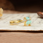 Natural Inspiration Clover Shape 2 Prong Marquise Cut Fire Opal Engagement Ring - Additional view