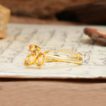 Natural Inspiration Clover Shape 2 Prong Marquise Cut Citrine Engagement Ring - Additional view