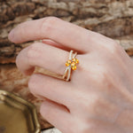 Natural Inspiration Clover Shape 2 Prong Marquise Cut Citrine Engagement Ring - Additional view