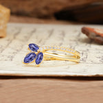 Natural Inspiration Clover Shape 2 Prong Marquise Cut Tanzanite Engagement Ring - Additional view