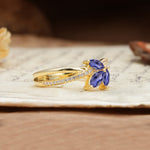 Natural Inspiration Clover Shape 2 Prong Marquise Cut Tanzanite Engagement Ring - Additional view