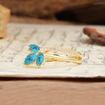 Natural Inspiration Clover Shape 2 Prong Marquise Cut Turquoise Engagement Ring - Additional view