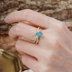 Natural Inspiration Clover Shape 2 Prong Marquise Cut Turquoise Engagement Ring - Additional view