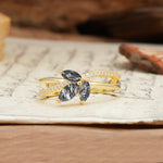 Natural Inspiration Clover Shape 2 Prong Marquise Cut Black Rutilated Quartz Engagement Ring - Additional view