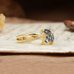 Natural Inspiration Clover Shape 2 Prong Marquise Cut Black Rutilated Quartz Engagement Ring - Additional view