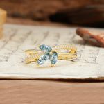 Natural Inspiration Clover Shape 2 Prong Marquise Cut Moss Agate Engagement Ring - Additional view