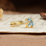 Natural Inspiration Clover Shape 2 Prong Marquise Cut Moss Agate Engagement Ring - Additional view