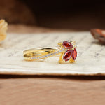 Natural Inspiration Clover Shape 2 Prong Marquise Cut Garnet Engagement Ring - Additional view