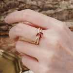 Natural Inspiration Clover Shape 2 Prong Marquise Cut Garnet Engagement Ring - Additional view