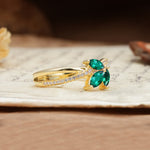 Natural Inspiration Clover Shape 2 Prong Marquise Cut Emerald Engagement Ring - Additional view