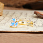 Natural Inspiration Clover Shape 2 Prong Marquise Cut Moonstone Engagement Ring - Additional view