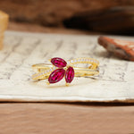 Natural Inspiration Clover Shape 2 Prong Marquise Cut Ruby Engagement Ring - Additional view