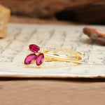 Natural Inspiration Clover Shape 2 Prong Marquise Cut Ruby Engagement Ring - Additional view