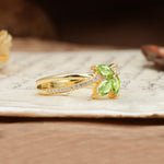 Natural Inspiration Clover Shape 2 Prong Marquise Cut Peridot Engagement Ring - Additional view