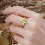 Natural Inspiration Clover Shape 2 Prong Marquise Cut Peridot Engagement Ring - Additional view