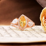 Classic Vintage Luxury 4-Prong Marquise Cut Citrine Engagement Ring - Additional view