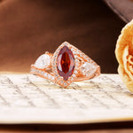 Classic Vintage Luxury 4-Prong Marquise Cut Garnet Engagement Ring - Additional view