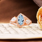 Classic Vintage Luxury 4-Prong Marquise Cut Aquamarine Engagement Ring - Additional view