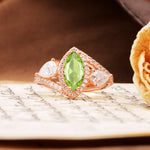 Classic Vintage Luxury 4-Prong Marquise Cut Peridot Engagement Ring - Additional view