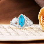 Classic Vintage Luxury 4-Prong Marquise Cut Turquoise Engagement Ring - Additional view