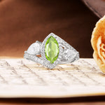 Classic Vintage Luxury 4-Prong Marquise Cut Peridot Engagement Ring - Additional view