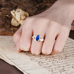 Classic Vintage Luxury 4-Prong Marquise Cut Sapphire Engagement Ring - Additional view