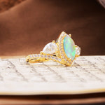 Classic Vintage Luxury 4-Prong Marquise Cut Fire Opal Engagement Ring - Additional view