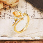 Classic Vintage Luxury 4-Prong Marquise Cut Citrine Engagement Ring - Additional view