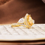 Classic Vintage Luxury 4-Prong Marquise Cut Citrine Engagement Ring - Additional view