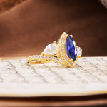 Classic Vintage Luxury 4-Prong Marquise Cut Tanzanite Engagement Ring - Additional view