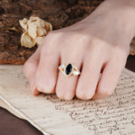 Classic Vintage Luxury 4-Prong Marquise Cut Black Onyx Engagement Ring - Additional view