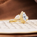Classic Vintage Luxury 4-Prong Marquise Cut Lab Diamond Engagement Ring - Additional view