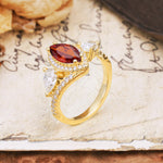Classic Vintage Luxury 4-Prong Marquise Cut Garnet Engagement Ring - Additional view