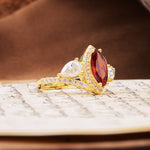 Classic Vintage Luxury 4-Prong Marquise Cut Garnet Engagement Ring - Additional view
