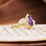 Classic Vintage Luxury 4-Prong Marquise Cut Amethyst Engagement Ring - Additional view