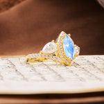 Classic Vintage Luxury 4-Prong Marquise Cut Moonstone Engagement Ring - Additional view