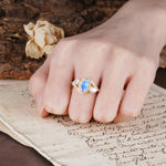 Classic Vintage Luxury 4-Prong Marquise Cut Moonstone Engagement Ring - Additional view