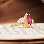 Classic Vintage Luxury 4-Prong Marquise Cut Ruby Engagement Ring - Additional view