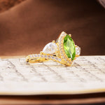 Classic Vintage Luxury 4-Prong Marquise Cut Peridot Engagement Ring - Additional view