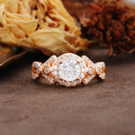 Unique, Luxurious, and Vintage 4-Prong Round Cut Moissanite Engagement Ring - Additional view