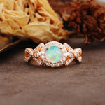Unique, Luxurious, and Vintage 4-Prong Round Cut Fire Opal Engagement Ring - Additional view